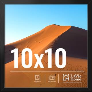 Lavie Hjem 10x10 Billedramme til væg Display 10x10 Sort billedramme med HD Plexiglas 10 x 10 kvadratramme 1 Pakningsramme til lodret eller vandre