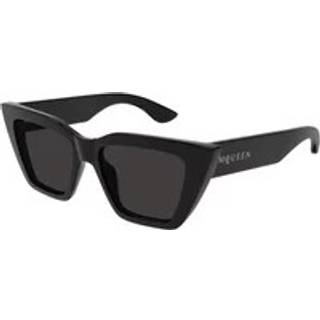 Alexander McQueen Kvinde AM0507S 001 Solbriller Acetat Sort Grå Cat Eye