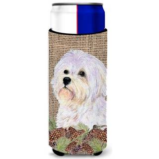 Caroline's Treasures SS4072MUK maltese p? faux jute med fyrretr?er ultra hugger til slanke d?ser kan k?ligere ?rme hugger maskine vaskbar drikke