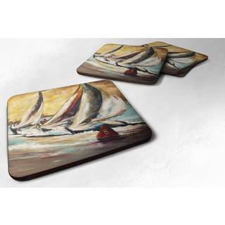 """" Caroline's Treasures JMK1244FC Boat Race Sailboats Foam Coaster (Sæt på 4) 3,5 """" ""H X 3,5"" """" W Multicolor """"