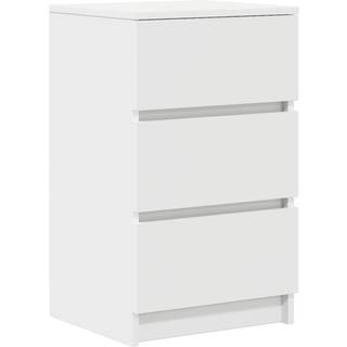 sengebord med 3 skuffer 39x35x65 cm hvid