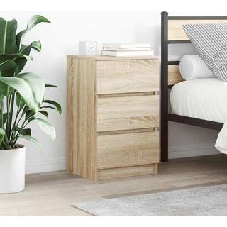 sengeborde med 3 skuffer 2 stk. 39x35x65 cm sonoma-eg