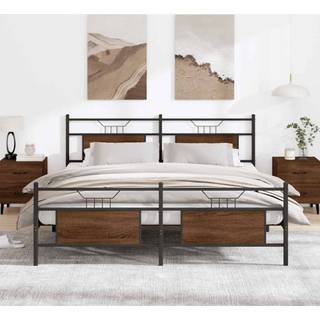 Sengeramme Uden Madras Konstrueret Træ Brunt Eg Brun Eg - med hovedgærde og fodgærde / 160 x 200 cm