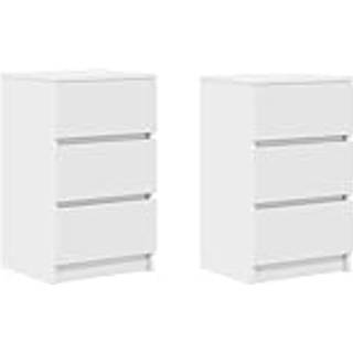 Sengeborde Med 3 Skuffer 39X35X65 Cm Etræsfarve - 2 / Hvid