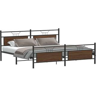 Sengeramme Uden Madras Konstrueret Træ Brunt Eg Brun Eg - med hovedgærde og fodgærde / 193 x 203 cm