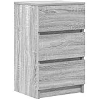 sengebord med 3 skuffer 39x35x65 cm grå sonoma-eg