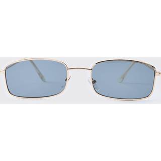 Mens Metal Gold Rectangular Sunglasses