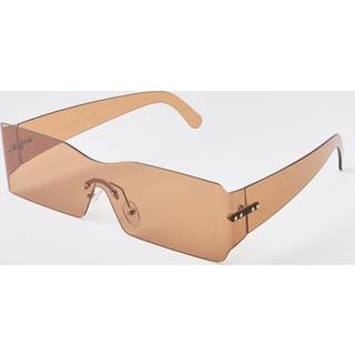 Mens Brown Frameless Rectangular Sunglasses