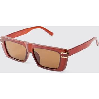 Mens Brown Contrast Lense Rectangular Sunglasses