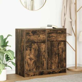 skænk med skuffe 80x34x76 cm konstrueret træ røget egetræ