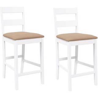 Barstole Massivt Gummitræ - Hvid og brun