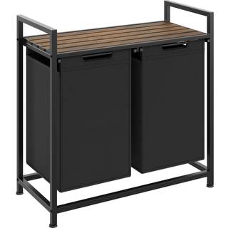 Vasketøjskurv med hylde, industriel stil - 34 x 74 x 72 cm