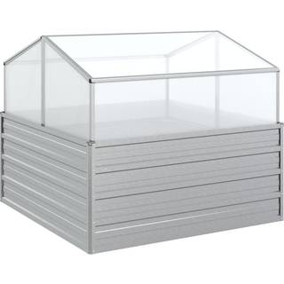 Højbed Med Drivhus 100X100X85 Cm Sølvfarvet