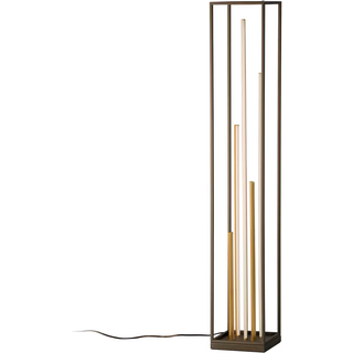 LED-gulvlampe Grid, sort/guld, metal, CCT, dæmpbar