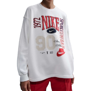 Oversized Nike Sportswear-sweatshirt i french terry med rund hals til kvinder - hvid - M (EU 40-42)