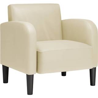 sofastol med armlæn 54 cm kunstlæder cremefarvet