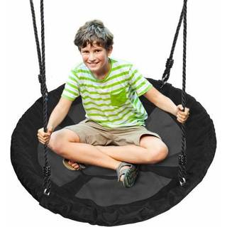 SereneLife Sort Skål-Sving med Ophængssæt og Drejeled til Børn - Udendørs Træ-Sving