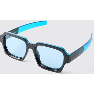 Mens Blue Colour Contrast Square Sunglasses