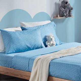 Sleep Zone Kids Printed Twin Bed Sabs Set 3 -Piece - Super Soft & Cute Kids Sheet Set med fladt ark monteret arkpudebetræk (Twin Coastal Rope Blu