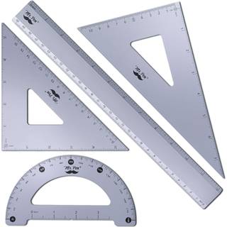 Mr. Pen-Geometry Set 4 Pack Periwinkle Gray Metal Geometry Kit Triangle Lineal Metal Lineal Drafting Triangles Metal Protractor Metal Set Square