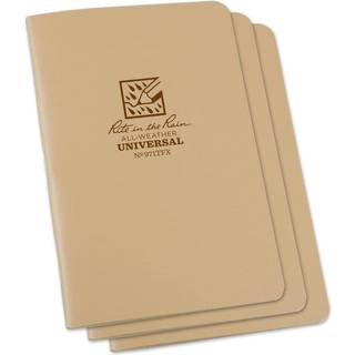 Rite in the Rain Vejrbestandig h?ftet notesbog 4.625"""" x 7"""" Tan Cover Universal Pattern 3 Pack (nr. 971TFX)