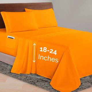 Elegant komfort Luksuriøs 1500 Premium Hotel Quality Microfiber 4 -Piece Sheet Set 18-24 tommer dyb - Ekstra Deep Pocket Sheets - Ultra Soft 4pc