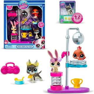 Littlest Pet Shop Disco Night Play - legetøjssæt med 7 tilbehør og samlekort