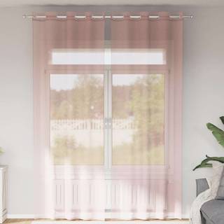 Voile-Gardiner Med Øskner Lyserød Lys Pink - med øjeringe / 140 x 260 cm