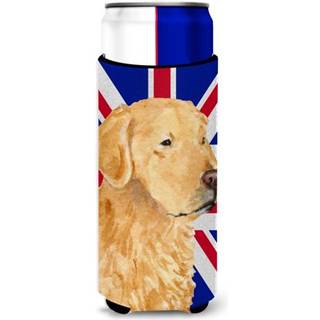 Golden Retriever med den engelske union Jack British Flag Ultra Beverage Isolators til slanke d?ser SS4918MUK