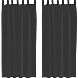 Voile-Gardiner Med Øskner Sort - med stanglommer / 140 x 245 cm