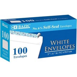 BAZIC #6 3/4 Peel and Seal White Konvolut 572-24P (100-Pack)