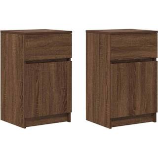 Sengebord 39X35X65 Cm Konstrueret Træ - 2 / Brun eg