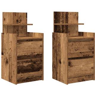 sengeborde med 2 skuffer 2 stk. 38x34x80 cm antikt træ