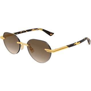 Bottega Veneta Mand BV1379S 003 Solbriller Metal Guld Brun Rund