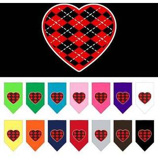 Argyle Heart Red Screen Print Bandana Black Small
