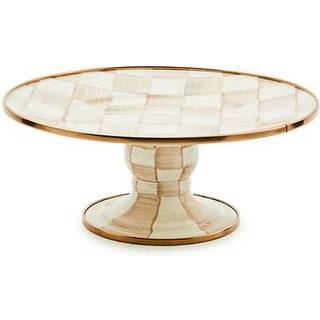 Mackenzie-barn emalj pedestal tallrik rund kaka stativ mini brun-vit mcha check