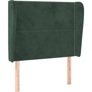 sengegavl med kanter 93x23x118/128 cm fløjl mørkegrøn