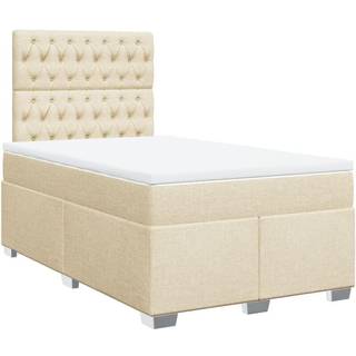 Kontinentalseng Med Madras Stof Farvet Creme - Med pynteknapper / 120 x 190 cm