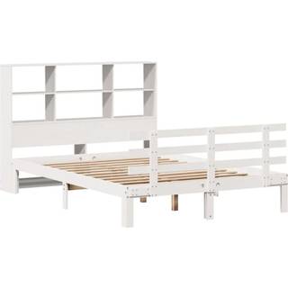 seng med reol uden madras 140x200 cm massivt fyrretræ hvid