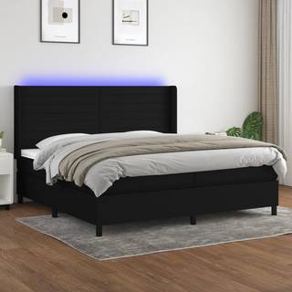 kontinentalseng med LED-lys 200x200 cm stof sort