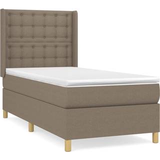 kontinentalseng med madras 90x200 cm stof gråbrun