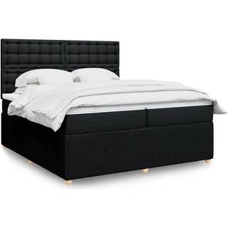 kontinentalseng med madras 200x200 cm stof sort