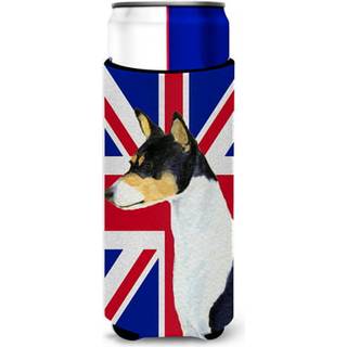 Caroline's Treasures SS4956MUK BASENJI med den engelske union Jack British Flag Ultra Hugger til slanke d?ser kan k?ligere ?rme Hugger Machine Wa