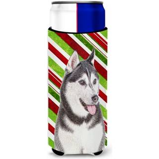 Caroline's Treasures KJ1168MUK Candy Cane Holiday Christmas Alaskan Malamute Ultra Hugger til slanke dåser kan køligere ærme Hugger Machine Washa