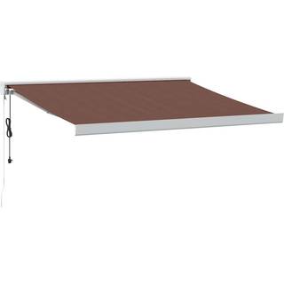 Foldemarkise 4,5X3 M Stof Og Aluminium - Brun og hvid / 350 x 250 cm