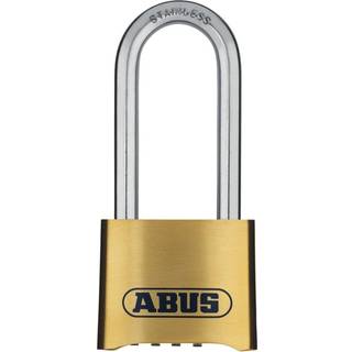 Hængelås med kode / kombinationslås ABUS 180IB/50HB63, med lang bøjle i rustfrit stål, Ø8 mm, messing