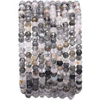 Beadia Facettered Natural Black Quartzrutilated Crystal Stone Rondelle 3x4mm Loose Semi Gemstone Perler til smykker Making 38 cm