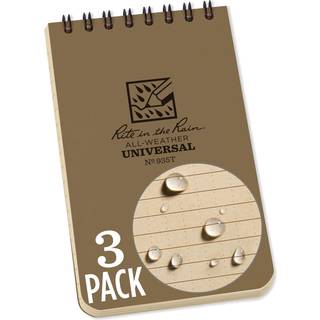 Rite i regnvejrbestandige top spiral notebooks 3 """" x 5 """" Tan Cover 3 Pack (nr. 935T-3X)