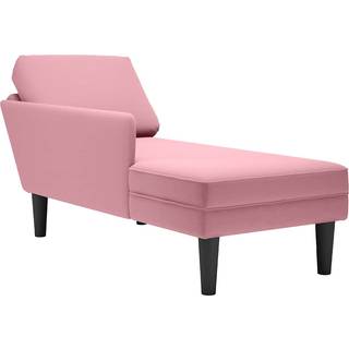 chaiselong med pude og højre armlæn fløjl lyserød