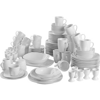 Tallerkensæt Salerno, porcelæn, til 12 personer, 100-dele - hvid